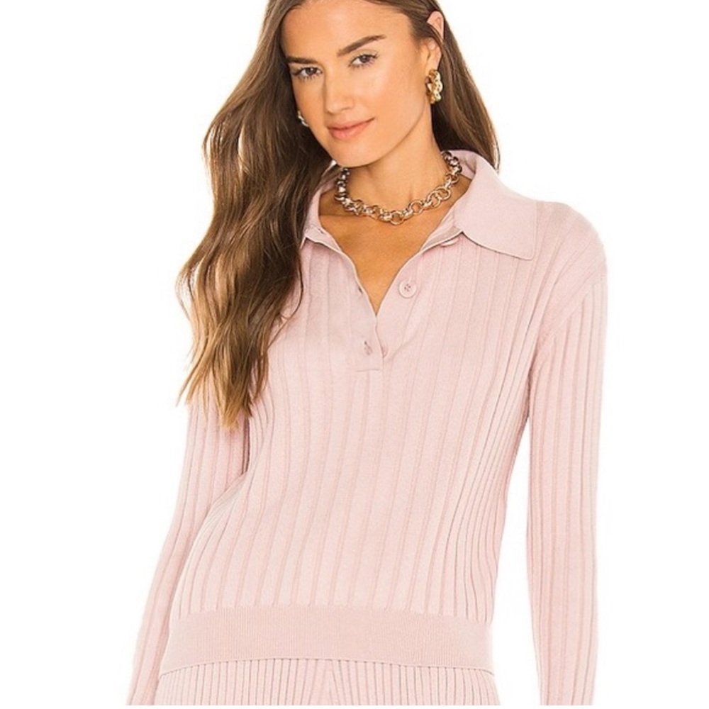 One Grey Day Astrid Polo Sweater Blouse Medium